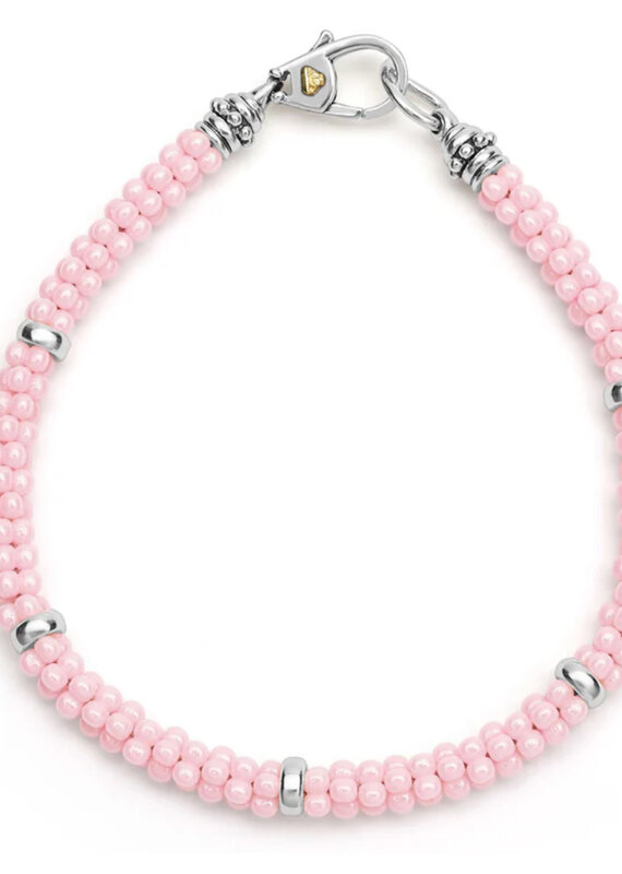 LAGOS Pink Caviar Pink Five Silver Station Ceramic Bracelet | 5mm