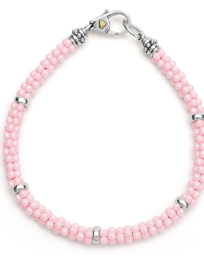 LAGOS Pink Caviar Pink Five Silver Station Ceramic Bracelet | 5mm