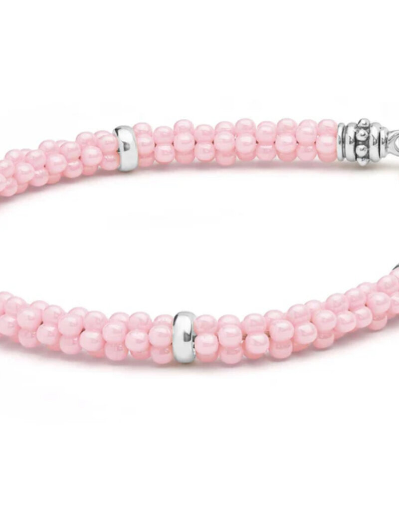 LAGOS Pink Caviar Pink Five Silver Station Ceramic Bracelet | 5mm