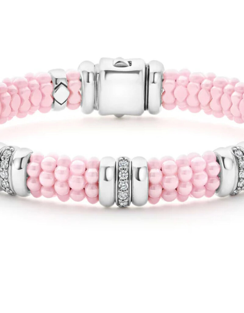 LAGOS Pink Caviar Three Station Diamond Caviar Bracelet | 9mm