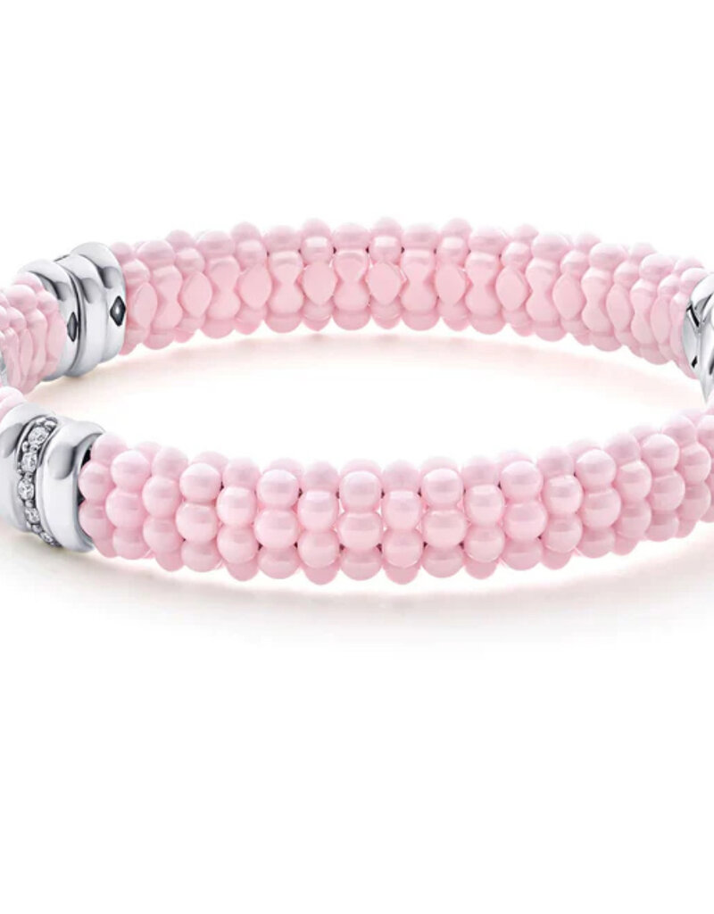 LAGOS Pink Caviar Three Station Diamond Caviar Bracelet | 9mm