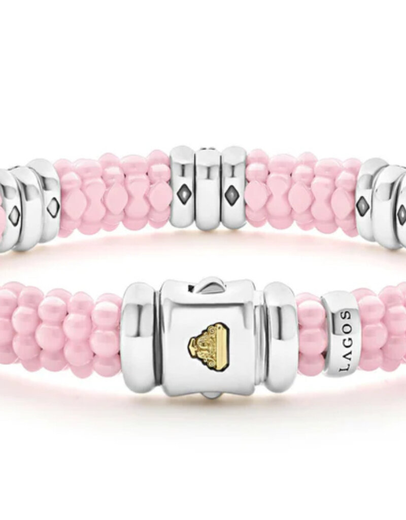 LAGOS Pink Caviar Three Station Diamond Caviar Bracelet | 9mm