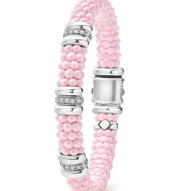 LAGOS Pink Caviar Three Station Diamond Caviar Bracelet | 9mm