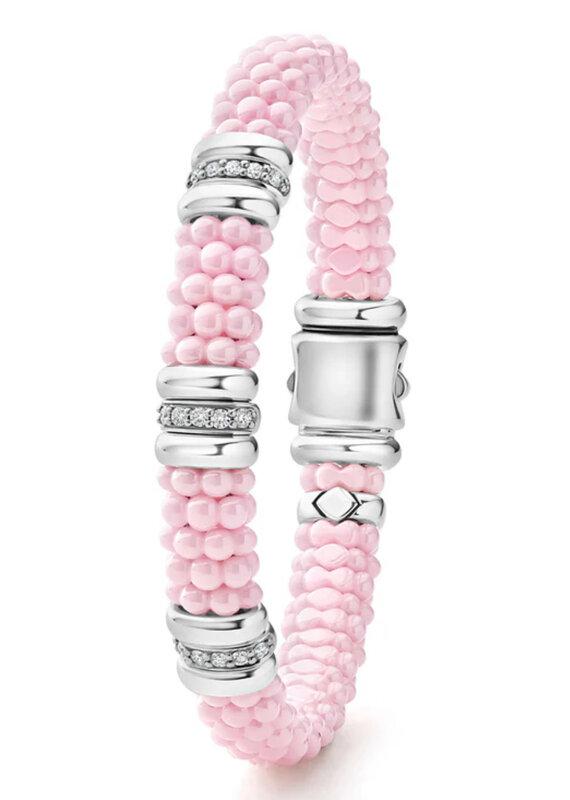 LAGOS Pink Caviar Three Station Diamond Caviar Bracelet | 9mm