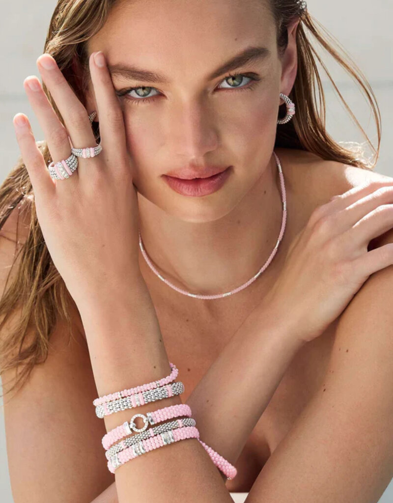 LAGOS Pink Caviar Three Station Diamond Caviar Bracelet | 9mm