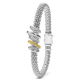 LAGOS Caviar Lux Two-Tone Five Ring Diamond Caviar Bracelet | 6mm