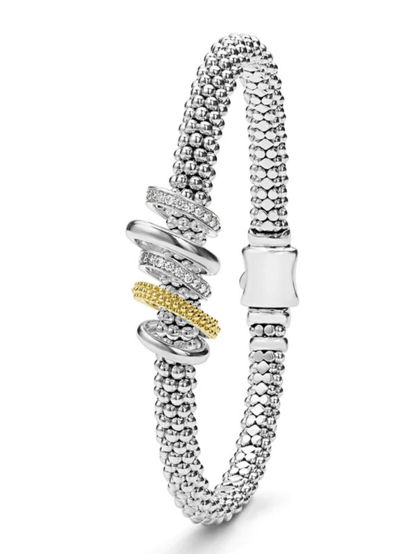 LAGOS Caviar Lux Two-Tone Five Ring Diamond Caviar Bracelet | 6mm