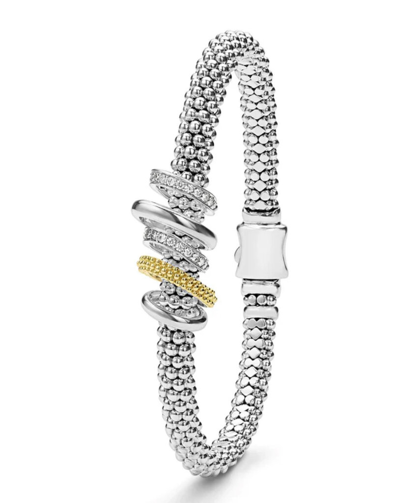 LAGOS Caviar Lux Two-Tone Five Ring Diamond Caviar Bracelet | 6mm