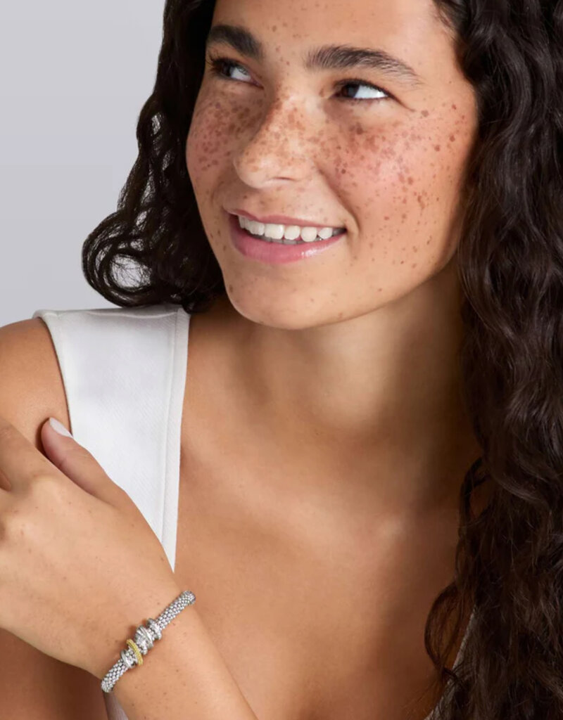 LAGOS Caviar Lux Two-Tone Five Ring Diamond Caviar Bracelet | 6mm