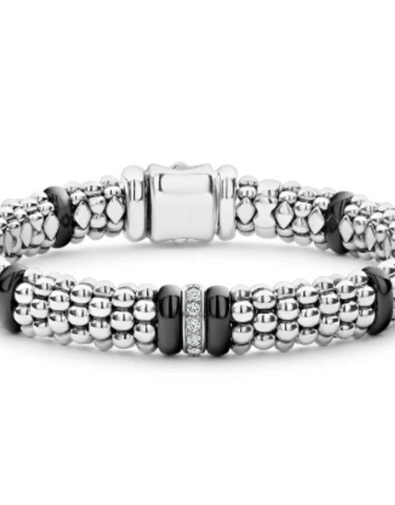 LAGOS Black Ceramic Single Station Diamond Caviar Bracelet