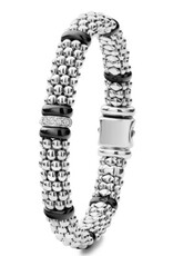 LAGOS Black Ceramic Single Station Diamond Caviar Bracelet