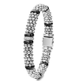 LAGOS Black Ceramic Single Station Diamond Caviar Bracelet