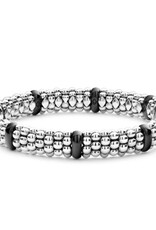 LAGOS Black Ceramic Single Station Diamond Caviar Bracelet