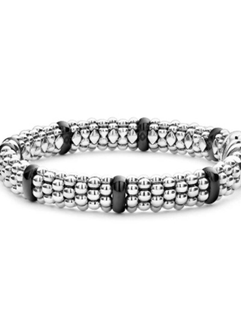LAGOS Black Ceramic Single Station Diamond Caviar Bracelet