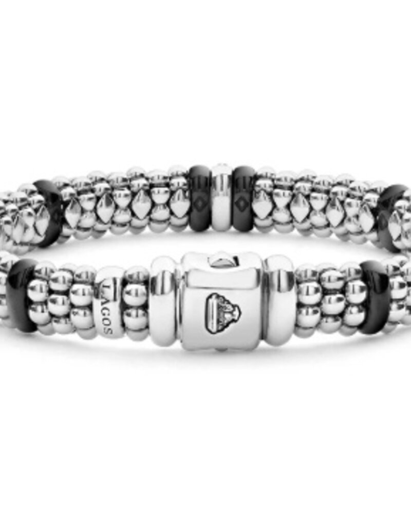 LAGOS Black Ceramic Single Station Diamond Caviar Bracelet