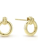LAGOS 18K Gold & Blk Cav 10MM Circle Drop Ear