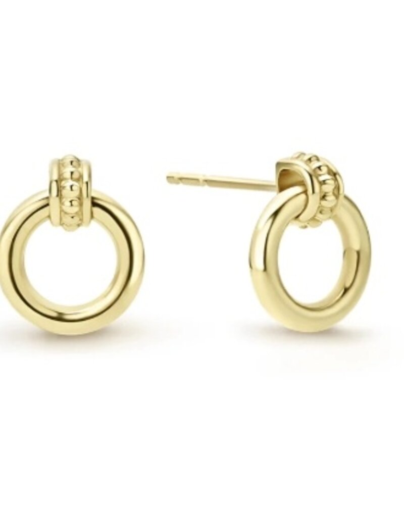 LAGOS 18K Gold & Blk Cav 10MM Circle Drop Ear