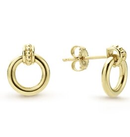LAGOS 18K Gold & Blk Cav 10MM Circle Drop Ear