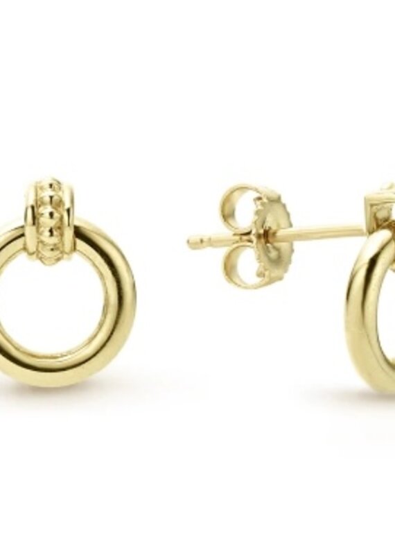 LAGOS 18K Gold & Blk Cav 10MM Circle Drop Ear