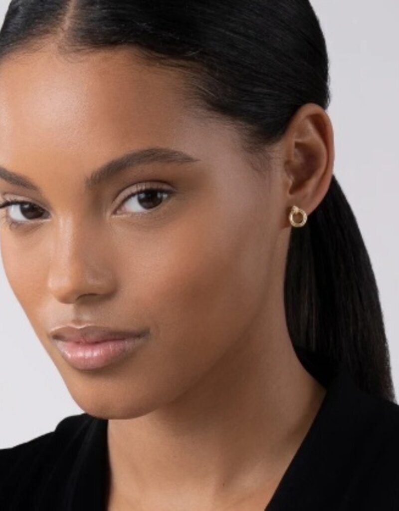 LAGOS 18K Gold & Blk Cav 10MM Circle Drop Ear