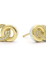 LAGOS Signature Caviar Two-Tone Interlocking Diamond Stud Earrings