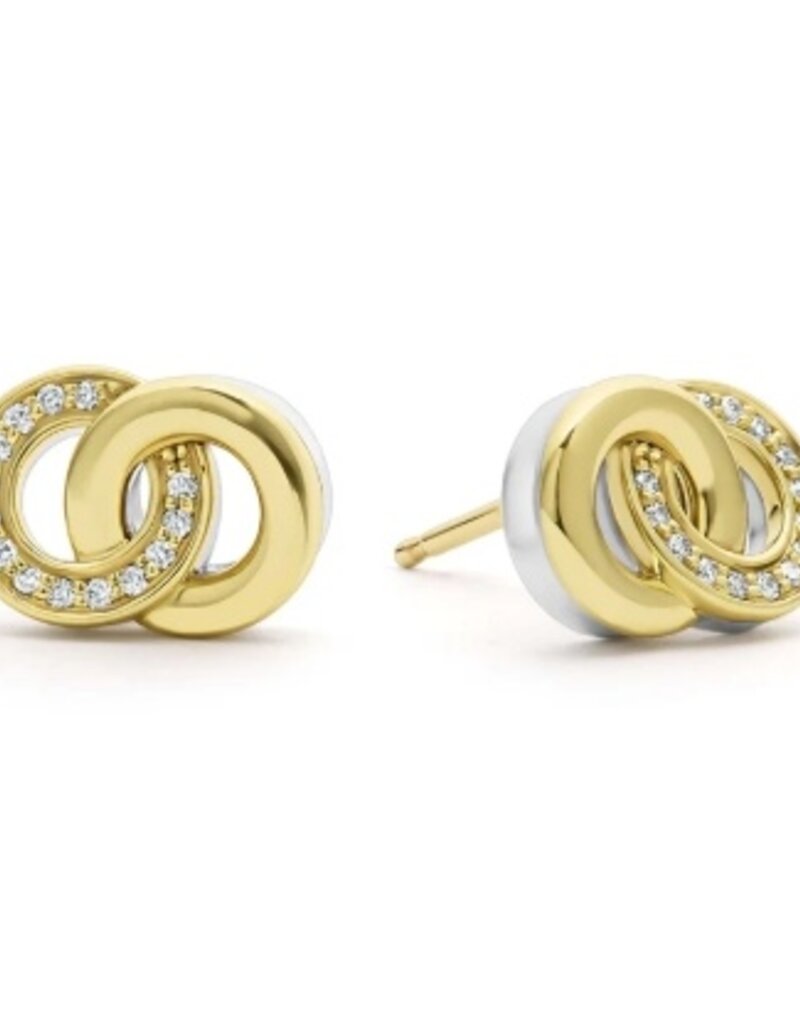 LAGOS Signature Caviar Two-Tone Interlocking Diamond Stud Earrings