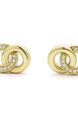 LAGOS Signature Caviar Two-Tone Interlocking Diamond Stud Earrings