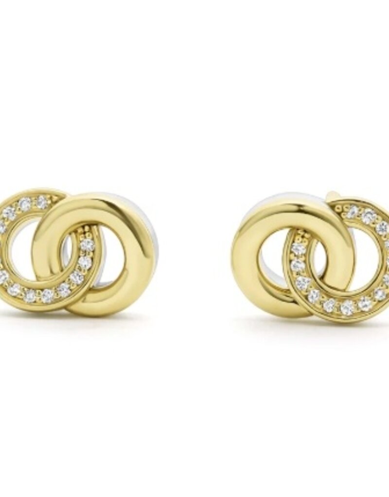 LAGOS Signature Caviar Two-Tone Interlocking Diamond Stud Earrings