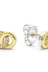 LAGOS Signature Caviar Two-Tone Interlocking Diamond Stud Earrings