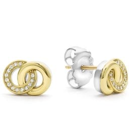 LAGOS Signature Caviar Two-Tone Interlocking Diamond Stud Earrings