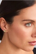 LAGOS Signature Caviar Two-Tone Interlocking Diamond Stud Earrings