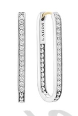 LAGOS Caviar Spark Large Linear Diamond Hoop Earrings