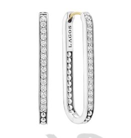 LAGOS Caviar Spark Large Linear Diamond Hoop Earrings