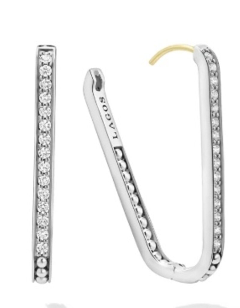 LAGOS Caviar Spark Large Linear Diamond Hoop Earrings