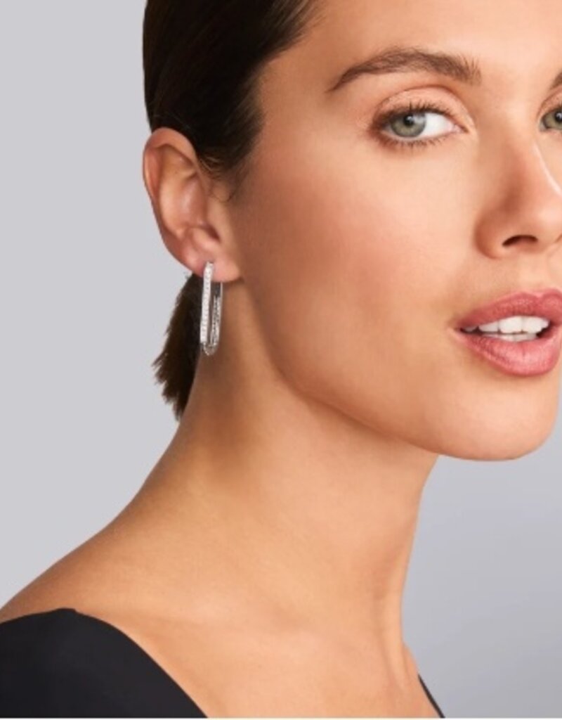 LAGOS Caviar Spark Large Linear Diamond Hoop Earrings