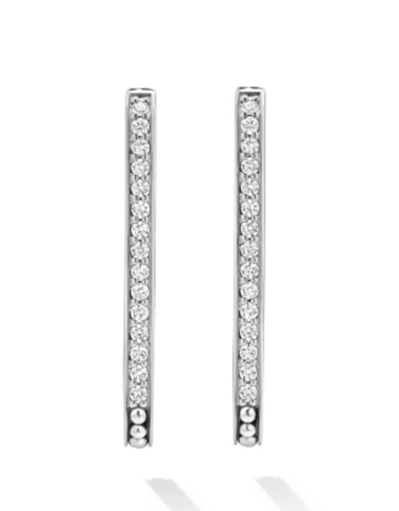 LAGOS Caviar Spark Large Linear Diamond Hoop Earrings
