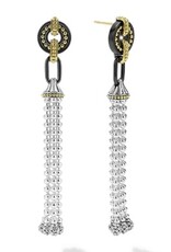 LAGOS Black Caviar Two-Tone Black Ceramic Tassel Earrings