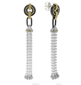 LAGOS Black Caviar Two-Tone Black Ceramic Tassel Earrings