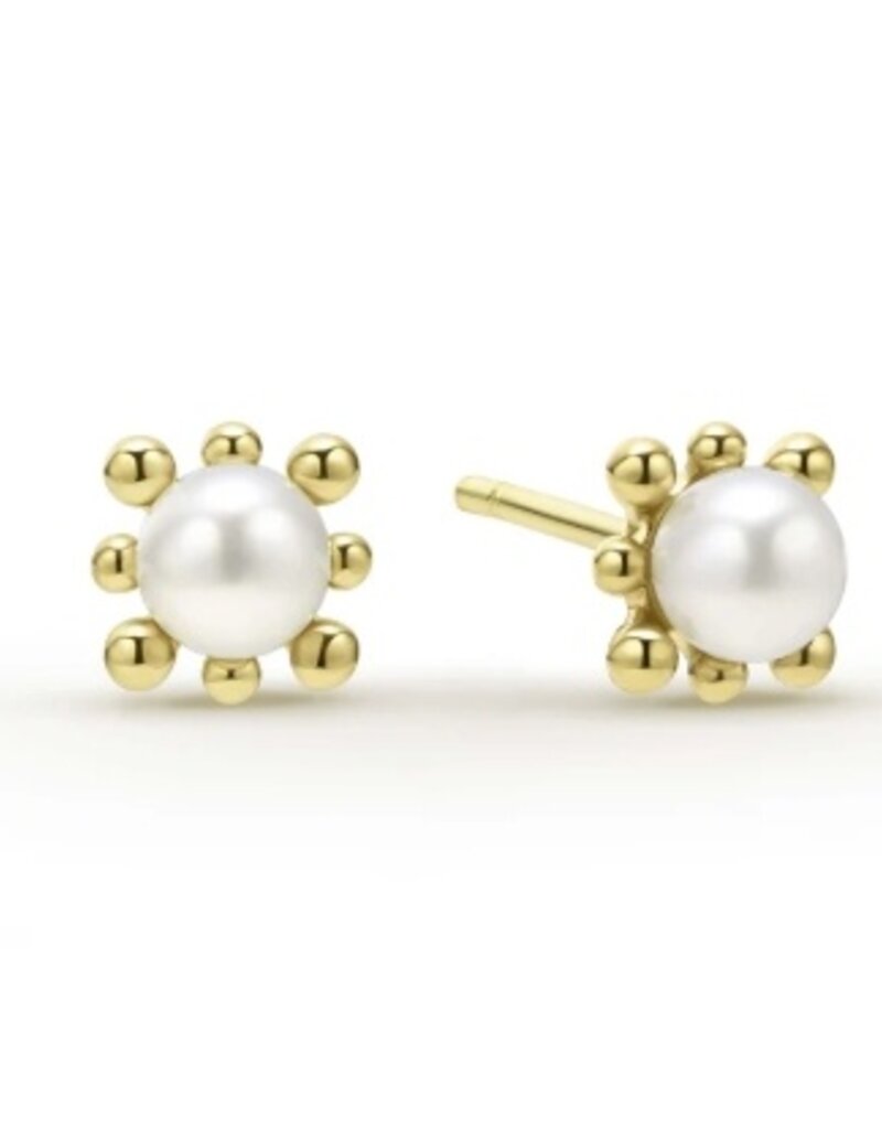 LAGOS Luna 18K Gold Fleur Pearl Stud Earrings