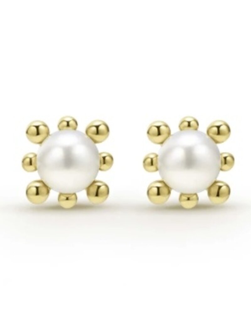LAGOS Luna 18K Gold Fleur Pearl Stud Earrings