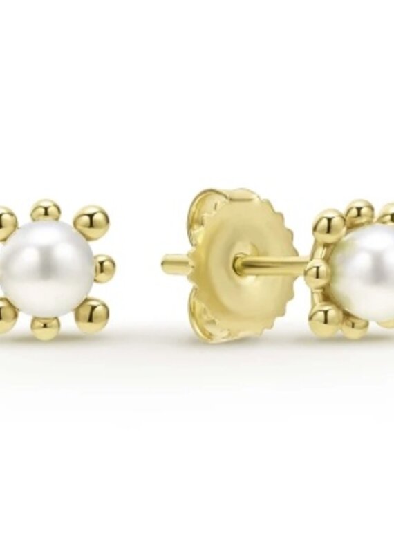 LAGOS Luna 18K Gold Fleur Pearl Stud Earrings
