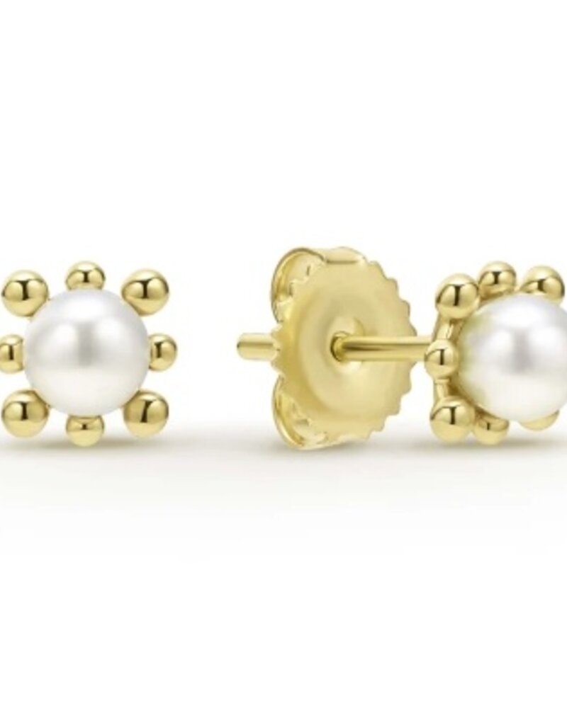 LAGOS Luna 18K Gold Fleur Pearl Stud Earrings