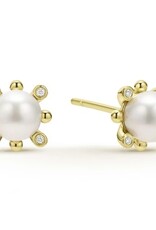 LAGOS Luna 18K Gold Fleur Pearl Diamond Stud Earrings
