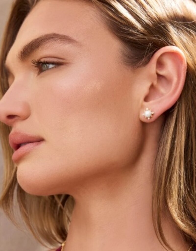 LAGOS Luna 18K Gold Fleur Pearl Diamond Stud Earrings