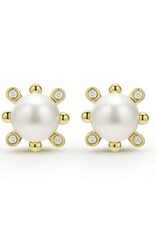 LAGOS Luna 18K Gold Fleur Pearl Diamond Stud Earrings