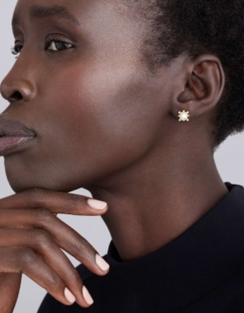 LAGOS Luna 18K Gold Fleur Pearl Diamond Stud Earrings