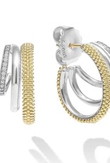 LAGOS Caviar Lux Two-Tone Three Ring Diamond Hoop Earrings