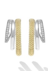 LAGOS Caviar Lux Two-Tone Three Ring Diamond Hoop Earrings