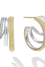 LAGOS Caviar Lux Two-Tone Three Ring Diamond Hoop Earrings
