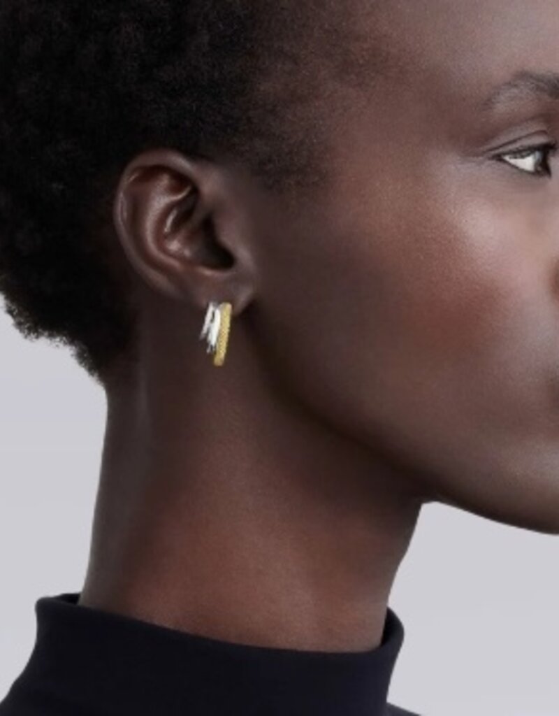 LAGOS Caviar Lux Two-Tone Three Ring Diamond Hoop Earrings